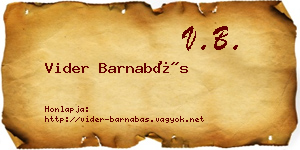 Vider Barnabás névjegykártya